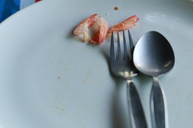 Deniz ürünleri geçmişi. Karidesler yakın çekim.