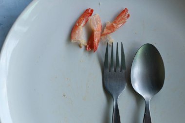 Deniz ürünleri geçmişi. Karidesler yakın çekim.