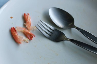 Deniz ürünleri geçmişi. Karidesler yakın çekim.