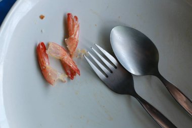 Deniz ürünleri geçmişi. Karidesler yakın çekim.