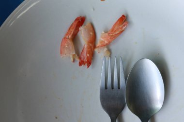 Deniz ürünleri geçmişi. Karidesler yakın çekim.