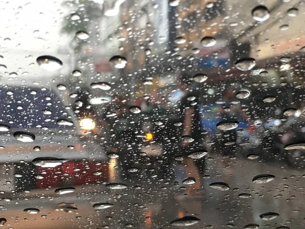 Krople Deszczu Szklanym Tle — Zdjęcie stockowe