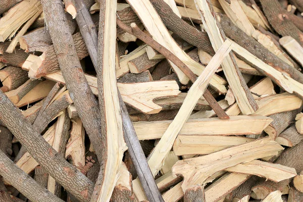 Sok Tűzifa Van Kandallóhoz Egy Kupacban Fűrészáru Tamarind Fából — Stock Fotó