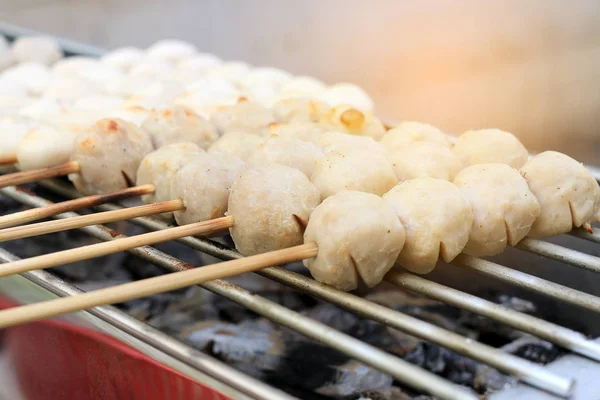 Albóndigas Parrilla Estufa Thai Street Food — Foto de Stock