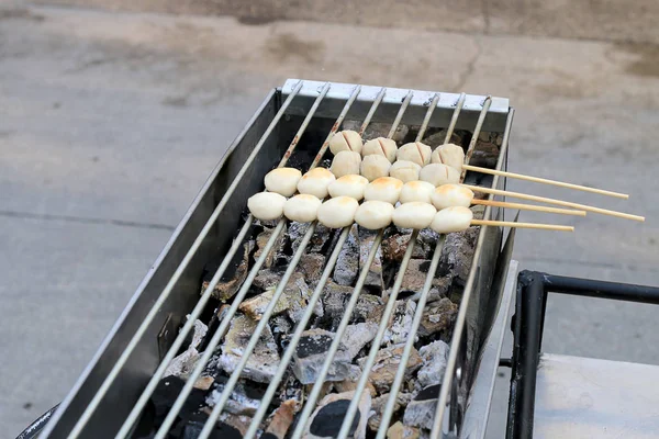 Boulettes Viande Grillées Sur Cuisinière Cuisine Rue Thaïlandaise — Photo