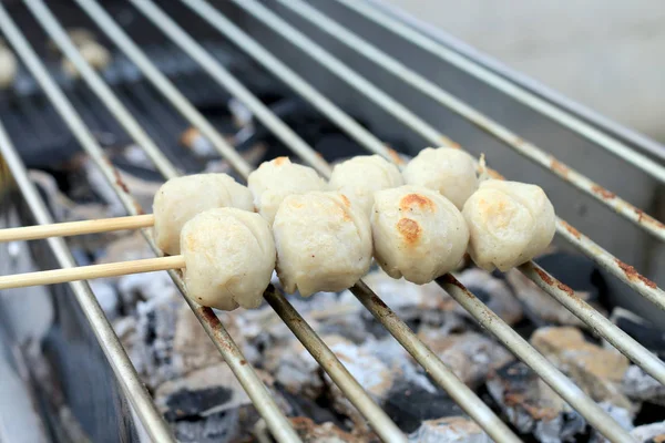 Gegrilde Gehaktballen Het Fornuis Thaise Street Food — Stockfoto