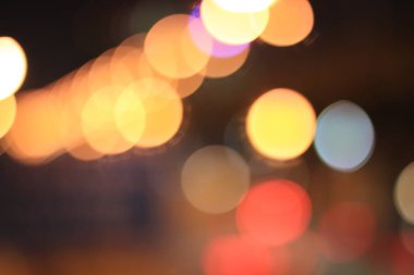 Gece şehir ışıkları ile bokeh arka plan 