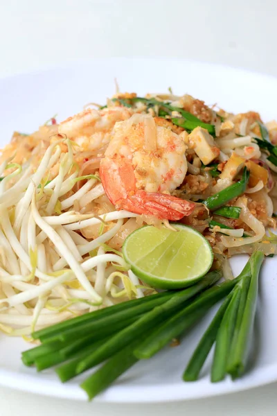 Nourriture Thaïlandaise Tapis Thaï Faire Frire Les Nouilles Avec Des — Photo