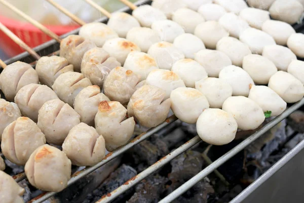Albóndigas Parrilla Estufa Thai Street Food — Foto de Stock