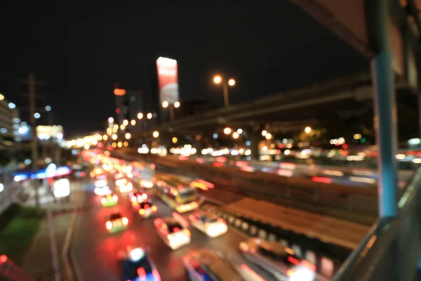 Abstract Bokeh Blurred Background Night City Traffic Bangkok Expressway Thailand — Stock Photo, Image