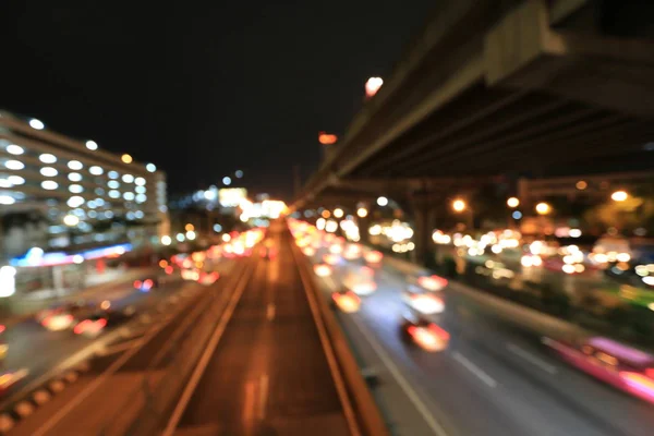 Abstract Bokeh Blurred Background Night City Traffic Bangkok Expressway Thailand — Stock Photo, Image