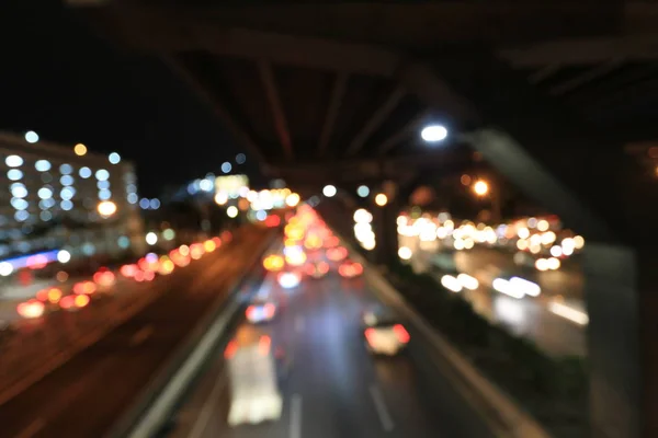 Absztrakt Bokeh Homályos Háttérben Éjszakai Városi Forgalom Bangkok Autópálya Thaiföld — Stock Fotó