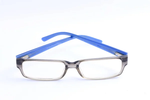 Óculos Azuis Isolados Sobre Fundo Branco — Fotografia de Stock