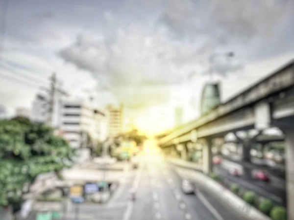 Abstrakt Bokeh Sløret Baggrund Byens Trafik Bangkok Expressway Thailand - Stock-foto