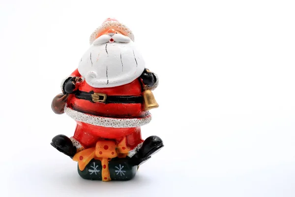 Feliz Navidad Santa Claus Muñeca Con Adornos Navidad Caja Aislada — Foto de Stock