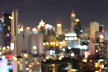Soyut dairesel Bokeh hareket lensleri şehir ve sokak lambası veya gece vakti Bokeh ışığı. Bangkok Otoyolu Tayland.