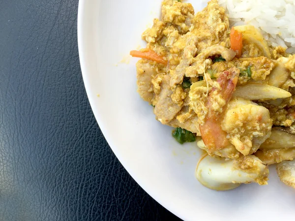 Revuelva Las Gambas Fritas Los Calamares Con Estilo Tailandés Energía — Foto de Stock