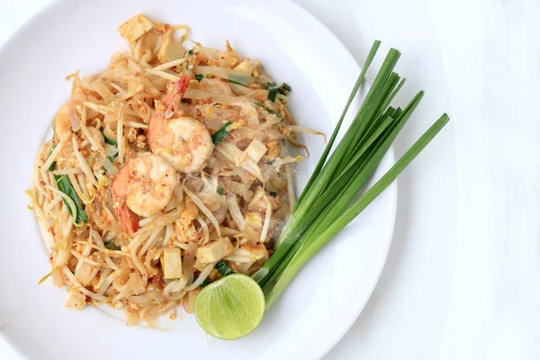 Thai Style Noodles Pad Thai Stir Fried Rice Noodles Shrimp — Stock Photo, Image