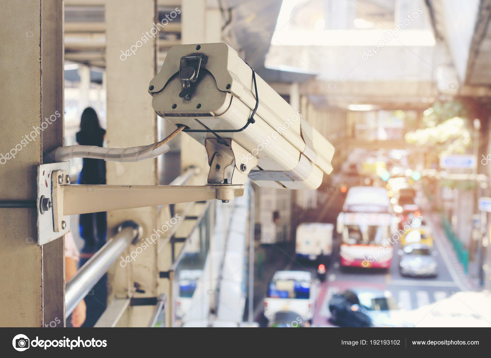 Close Traffic Security Camera Surveillance Cctv Road Monitor Car Traffic — Stock Photo © n