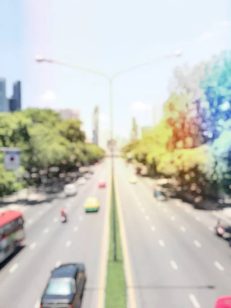 抽象散景模糊背景的城市交通 泰国曼谷高速公路 — 图库照片