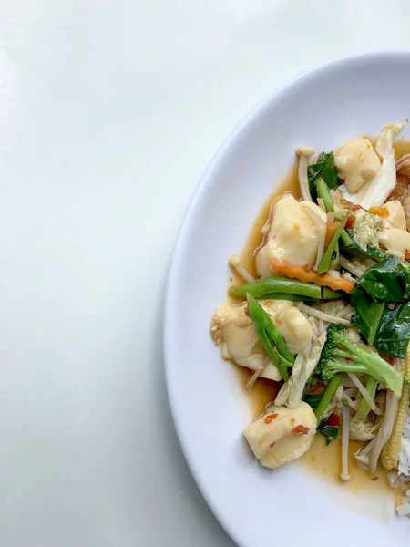 Remover Las Verduras Con Tofu Estilo Chino Con Salsa Salsa — Foto de Stock