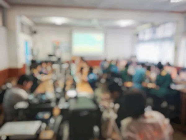 Concepto Educación Imagen Borrosa Tecnología Aprendizaje Los Estudiantes Taller Utilizando — Foto de Stock