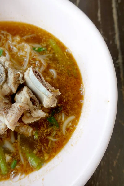 Sopa Fideos Mariscos Picantes Con Cangrejos Río Hueso Cerdo Camarones — Foto de Stock