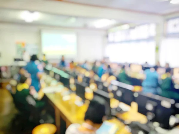 Concept Éducatif Image Floue Technologie Apprentissage Des Étudiants Atelier Utilisant — Photo