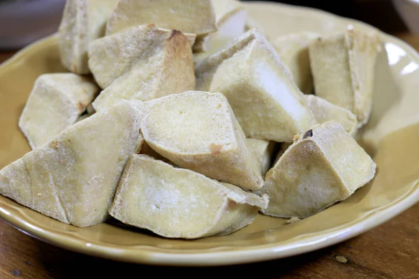 Hausgemachte Snacks Und Desserts Traditioneller Frittierter Tofu Oder Frittierter Bohnenquark — Stockfoto
