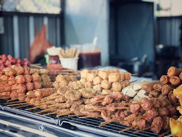 Крупним Планом Знімок Азіатського Ринку Вуличної Їжі — стокове фото