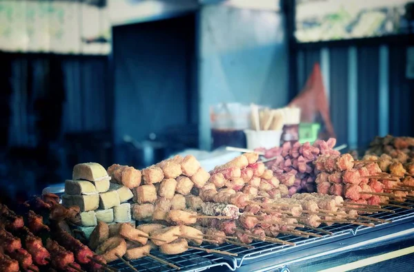 Close Tiro Asiático Mercado Comida Rua — Fotografia de Stock