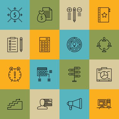 Proje Yönetimi Simgeleri: Yaratıcılık, Kalite Yönetimi, Son teslim tarihi ve daha fazlası. Mobil, Uygulama ve UI Tasarımı için Premium Kaliteli EPS10 Vektör İllüstrasyonu.