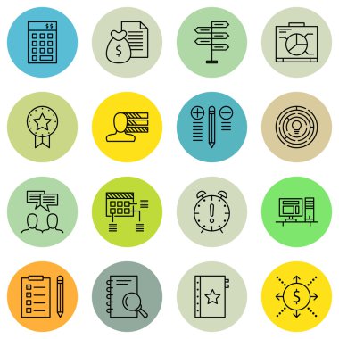 Takım Toplantısı, Yaratıcılık, Ödül Ve Daha Fazlası Proje Yönetimi Simgeleri Ayarlayın. Üstün Kaliteli Eps10 Vektör İllüstrasyon Mobil, Uygulama, Ui Tasarım için.