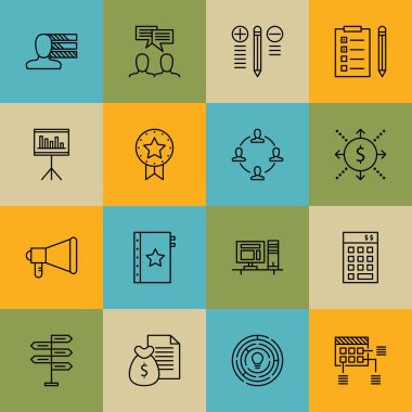 Ekip Çalışması, Görev Listesi, Kişilik ve Daha Fazlası Üzerine Proje Yönetimi Simgeleri Ayarlayın. Üstün Kaliteli Eps10 Vektör İllüstrasyon Mobil, Uygulama, Ui Tasarım için.