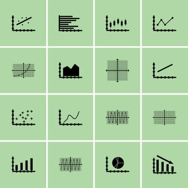 Grafikler, diyagramlar ve istatistik simgeler kümesi. Premium Kalite simgesi derleme. Simgeler, Web, uygulama ve kullanıcı arabirimi tasarımı için kullanılabilir. Vektör çizim, Eps10.