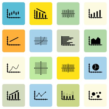 Grafikler, diyagramlar ve istatistik simgeler kümesi. Premium Kalite simgesi derleme. Simgeler, Web, uygulama ve kullanıcı arabirimi tasarımı için kullanılabilir. Vektör çizim, Eps10.