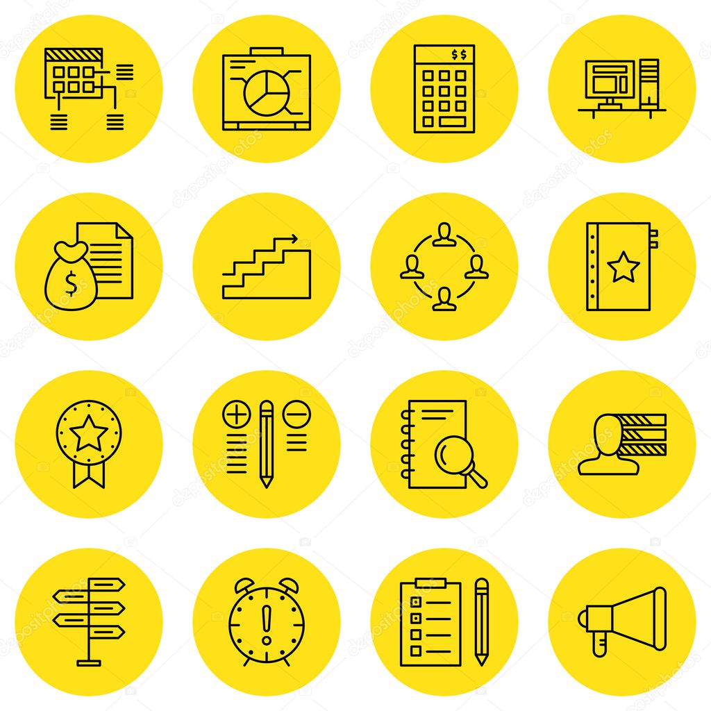 Set Of Project Management Icons On Quality Management, Money Revenue, Planning And More. Premium Quality EPS10 Vector Illustration For Mobile, App, UI Design.