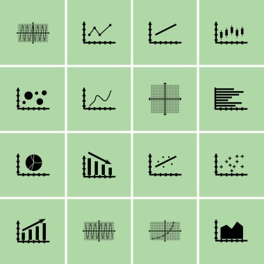 Grafikler, diyagramlar ve istatistik simgeler kümesi. Premium Kalite simgesi derleme. Simgeler, Web, uygulama ve kullanıcı arabirimi tasarımı için kullanılabilir. Vektör çizim, Eps10.