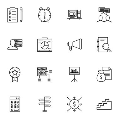 Promosyon, çalışma alanı, grafik ve daha fazla proje yönetimi simgeler kümesi. Premium Kalite Eps10 vektör çizim hareket eden, App, kullanıcı arabirimi tasarımı için.