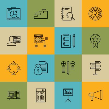 Çalışma Alanı, Takım Çalışması, Para Geliri Ve Daha Fazlası Üzerine Proje Yönetimi Simgeleri Ayarlayın. Üstün Kaliteli Eps10 Vektör İllüstrasyon Mobil, Uygulama, Ui Tasarım için.