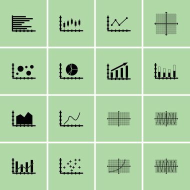 Grafikler, diyagramlar ve istatistik simgeler kümesi. Premium Kalite simgesi derleme. Simgeler, Web, uygulama ve kullanıcı arabirimi tasarımı için kullanılabilir. Vektör çizim, Eps10.