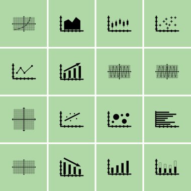 Grafikler, diyagramlar ve istatistik simgeler kümesi. Premium Kalite simgesi derleme. Simgeler, Web, uygulama ve kullanıcı arabirimi tasarımı için kullanılabilir. Vektör çizim, Eps10.