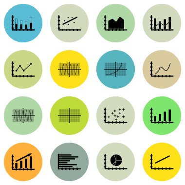 Grafikler, diyagramlar ve istatistik simgeler kümesi. Premium Kalite simgesi derleme. Simgeler, Web, uygulama ve kullanıcı arabirimi tasarımı için kullanılabilir. Vektör çizim, Eps10.