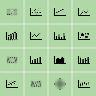 Grafikler, diyagramlar ve istatistik simgeler kümesi. Premium Kalite simgesi derleme. Simgeler, Web, uygulama ve kullanıcı arabirimi tasarımı için kullanılabilir. Vektör çizim, Eps10.
