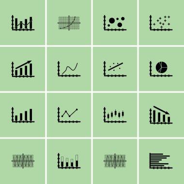 Grafikler, diyagramlar ve istatistik simgeler kümesi. Premium Kalite simgesi derleme. Simgeler, Web, uygulama ve kullanıcı arabirimi tasarımı için kullanılabilir. Vektör çizim, Eps10.