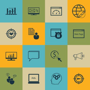 Set Seo, Pazarlama Ve Reklam Simgeleri Viral Pazarlama, Ekran Reklam, Bağlantı Oluşturma Ve Daha Fazlası. Üstün Kaliteli Eps10 Vektör İllüstrasyon Mobil, Uygulama, Ui Tasarım için.