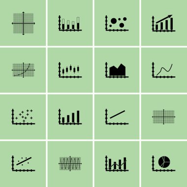 Grafikler, diyagramlar ve istatistik simgeler kümesi. Premium Kalite simgesi derleme. Simgeler, Web, uygulama ve kullanıcı arabirimi tasarımı için kullanılabilir. Vektör çizim, Eps10.