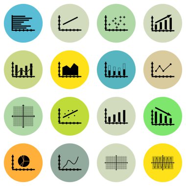 Grafikler, diyagramlar ve istatistik simgeler kümesi. Premium Kalite simgesi derleme. Simgeler, Web, uygulama ve kullanıcı arabirimi tasarımı için kullanılabilir. Vektör çizim, Eps10.