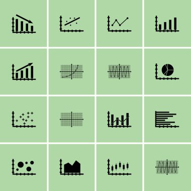 Grafikler, diyagramlar ve istatistik simgeler kümesi. Premium Kalite simgesi derleme. Simgeler, Web, uygulama ve kullanıcı arabirimi tasarımı için kullanılabilir. Vektör çizim, Eps10.