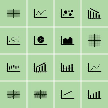 Grafikler, diyagramlar ve istatistik simgeler kümesi. Premium Kalite simgesi derleme. Simgeler, Web, uygulama ve kullanıcı arabirimi tasarımı için kullanılabilir. Vektör çizim, Eps10.